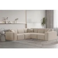 Fun Möbel Ecksofa Ecksofa Designersofa CELES PREMIUM Seite Universal in Stoff, Sofa Rücken echt bezogen