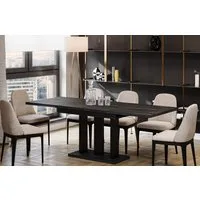 Endo-Moebel Esstisch Appia Esstisch 130–210cm ausziehbar für 8 Personen Tischbeine schwarz, Ausziehbar 130-210 cm (2x40 cm), Platte 36mm, 3 Beine, schwarz matt