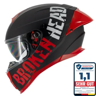 Broken Head BeProud Pro Sport Integralhelm Rot Mit Klarem Visier