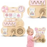 Mamabrum Motorikbrett Mamabrum Montessori Motorikbrett Teddy Rosa aus Holz