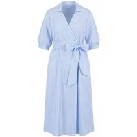 Ulla Popken Maxikleid Maxikleid Streifen Oversized Hemdkragen 3/4-Arm