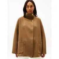 Tommy Hilfiger Kurzmantel DF WOOL GB FUNNEL NK COAT mit Wolle