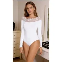 Babell Langarmbody Damenbody, eleganter Ausschnitt