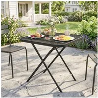Outsunny Gartentisch Esstisch Outdoor quadrarisch Beistelltisch Terrassentisch (Stahl Klapptisch, 1-St., klappbar Balkontisch), 70 x70 cm, für Garten, Terrasse, Balkon, Schwarz
