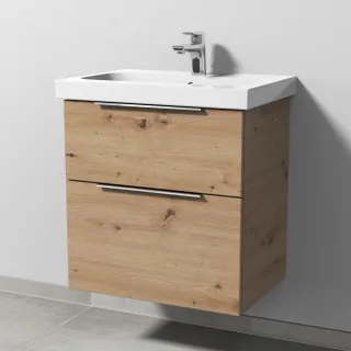 Sanipa 3way Waschtischunterbau zu Geberit iCon Light Waschtisch mit 2 Auszügen, Eiche Natural-Touch UM57185