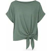ITALY VIBES Kurzarmbluse - sommerliche Bluse - Blusenshirt Damen mit Knotendetail ONE SIZE / passend für Größe S - L