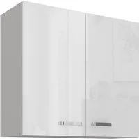Küchen-Preisbombe Hängeschrank 80 cm Küche Bianca Weiß Hochglanz + Grau Küchenzeile Küchenblock