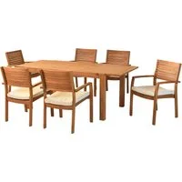 MERXX Garten-Essgruppe Batavia, (Set, 13-tlg), inkl. 6 Stapelsessel, 6 Auflagen, 1 Ausziehtisch
