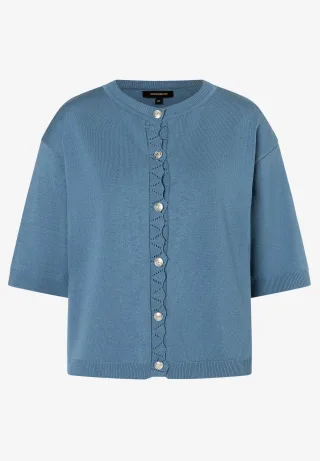 MORE & MORE - Cardigan mit Ajour-Detail blau - Gr. - 38
