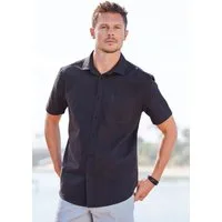 John Devin Kurzarmhemd Regular Fit, Leinenhemd mit Kentkragen aus Baumwoll-Leinen Mischung