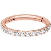 Wildcat Nasenpiercing Pave Set Crystals Conch Ring für Ohr, Nase, Lippe, Bauchnabel, 1 Stück, Chirurgenstahl 316L - wasserfest, hautverträglich, Roségold-Weiß