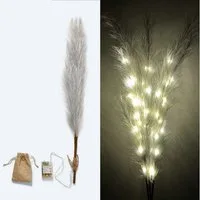 Kunstpflanze künstliches Pampasgras mit LED-Beleuchtung, Timer - 80 bis 115 cm groß - Kunstgräser, Online-Fuchs, Dekoration für Frühling, Sommer, Herbst & Winter