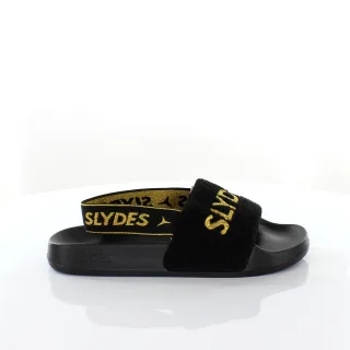 Slydes Coin Womens Slip auf Rückengurt Flip Flop Sliders Sandalen SS20 schwarzes Gold