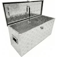 Systafex® Anhänger-Deichselbox Alu Deichselbox 88,5cm mit Griffen und abschließbar (1 St), Schloss, Dämpfer, Griffe