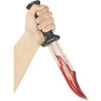 JADEO Kostüm Blutiges Horror-Schlitzer-Messer für Erwachsene schwarz-rot-silber