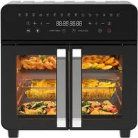 AIMAX Heißluftfritteuse XXL 23L mit Doppeltür & Sichtfenster, Airfryer Dual-Zone, 2200 W, 15 Programme, Touchscreen, Trennwand abnehmbar, Grill & Backen