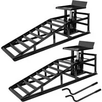 TRUTZHOLM Auffahrrampe 2x mit hydraulischem Wagenheber 4t höhenverstellbar 24-36 cm Stahl (2-St., Inkl. 2x Pumphebel), höhenverstellbar,115x34x43(LxBxH),maximale Belastung je Rampe 2000kg