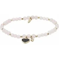 Fossil Armband Schmuck Geschenk Metall Armkette VINTAGE MOTIFS Herz, mit Rosenquarz und Glasstein