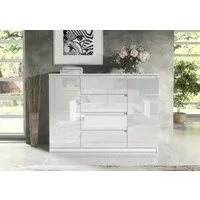 Raumhirsch Furniture Kommode, Sideboard, Kommode für das Schlafzimmer - Wohnzimmer (Maße: 138,5 × 39 × 101,5 cm, 2 Türen, 4 Schubladen, Rollenschienen), viele Farbvarianten - Hochwertig & stabil