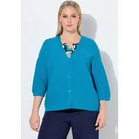 Ulla Popken Strickjacke Strickjacke Linksstrick oversized V-Ausschnitt