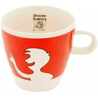 Jacobs Douwe Egberts Becher Kaffeebecher mit Henkel, weiß - rot, 260 ml, Porzellan