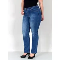 ESRA Straight-Jeans Gerade Schnitt Jeans hoher Bund mit Stretch bis Plus Size Übergröße Straight Jeans Damen High Waist Stretch Jeans Hose mit geradem Bein