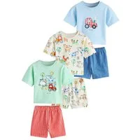 Next Pyjama Kurze Schlafanzüge aus Webmaterial, 3er-Pack (6 tlg)