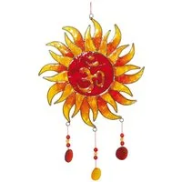 Saraswati Hängedekoration Suncatcher "Sonnen-Om" Fiberglas rot-orange 18x30cm