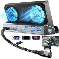 MOPUEA Konsolen-Dockingstation Steam Deck Dockingstation 13 in 1 4K HDMI Dual Lüfter USB C Hub, (Dockingstation Set für Steam Deck und USB C Geräte, 13 in 1 Dockingstation mit HDMI Ethernet USB und Kühlung), 13 in 1 Dock 4K HDMI Dual Lüfter 100W PD U
