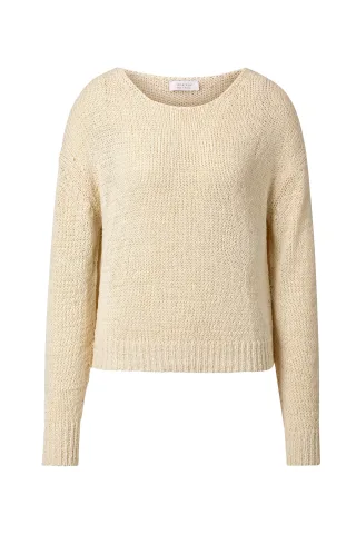 Rich & Royal - Tape yarn Crew-neck pearl white - Gr. - XS