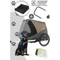 Croozer Fahrradhundeanhänger Dog Tammo Happy Walk Bundle (Regenverdeck, Packfach, Buggy-Set), Für Hunde bis 45 kg