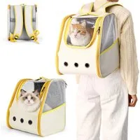 BlingBin Tiertransporttasche Haustier-Tragerucksack Katzenrucksack seitlich zu öffnender Haustier bis 5 kg, Mesh Haustier Tragetasche Atmungsaktiv für Outdoor-Aktivitäten