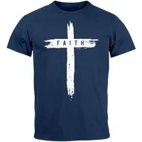 Neverless Print-Shirt Herren T-Shirt Printshirt Aufdruck Kreuz Cross Faith Glaube mit Print
