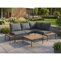 Beautysofa Gartenlounge-Set LIVORNO Gartenmöbel mit Stahlgestell, (modulare Lounge Möbel mit Stahlgestell, 3-tlg., Garten-Ecksofa + Couchtisch + Beistelltisch), in 3 Farben Beige, Grau und Dunkelgrau
