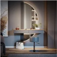 Vicco Schminktisch Melisa, Eiche/Grau, 120 cm mit Beleuchtung und Hocker (2-St)