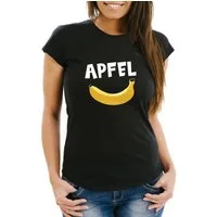 MoonWorks Print-Shirt Damen T-Shirt lustiger Aufdruck Apfel Banane Witz Scherz Nonsens mit Print