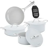 Moritz & Moritz Topf-Set 7-tlg Topf- und Pfannenset Grau, Aluminium (Set, 7-tlg., Set), für alle Herdarten geeignet
