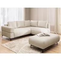 S-Style Möbel Ecksofa und Hocker Cardea mit Schlaffunktion in Bubble-Optik, aus weichem Strukturstoff, mit Wellenfederung