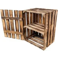 Creative Deco Aufbewahrungsbox Vintage Holztruhe mit Deckel & Regal 50 x 40 x 30 cm