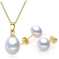 ROUGEMONT Perlenketten-Set Elegantes Perlen Set Perlenhalskette + Ohrringe 925 Sterling Silber