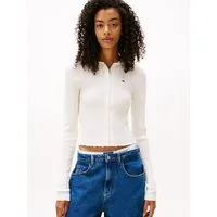 Tommy Jeans Strickjacke TJW ESSENTIAL ZIPPER HOOD CARDI mit Zopfstrickmuster und Kapuze