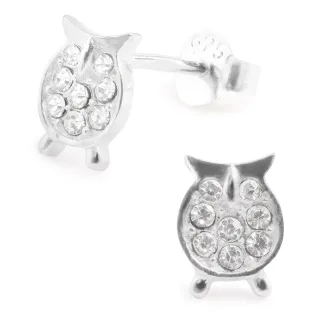 Eulen Ohrringe aus 925 Silber mit Kristallen