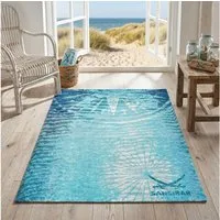 Sansibar Teppich Keitum 011, rechteckig, Höhe: 3 mm, Flachgewebe, modernes Design, Motiv Kompass