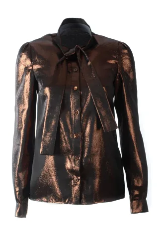 Dolce & Gabbana Damen Bluse mit Schleife und langen Ärmeln