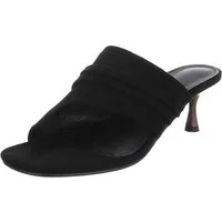 Ital-Design Damen Mules mit Absatz und gerafftem Design Zehentrenner (91849530) Pfennig-/Stilettoabsatz Sandalen & Sandaletten in Schwarz
