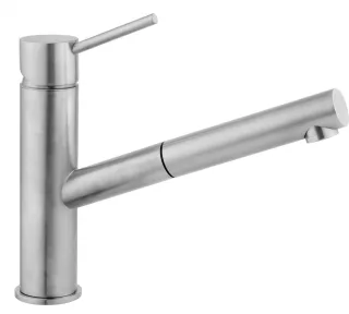 Herzbach Design iX Spültischarmatur , mit herausziehbarer Brause Edelstahl , 17.136000.1.09 17.136000.1.09