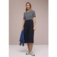 STREET ONE Midikleid mit Strukturmix und mit Jersey-Oberteil und Viskosemix-Rock