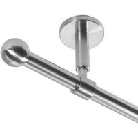BASIT Gardinenstange Rohr Edelstahl 16 mm mit Deckenträgern 120 cm E22, Ø 16 mm, 1-läufig, verschraubt, Edelstahl, D11 120 cm E22 Kugel