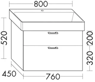 Burgbad Waschtischunterschrank Sys30 PG4 Sana 520x760x450 Anthrazit Hochglanz, WWLO076F3366 WWLO076F3366