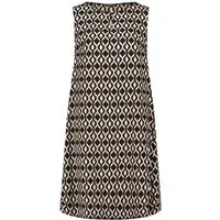 Betty Barclay Partykleid schwarz,Casual,Leinen,Allover-Print,Rundhals,Ärmellos,Regular Fit